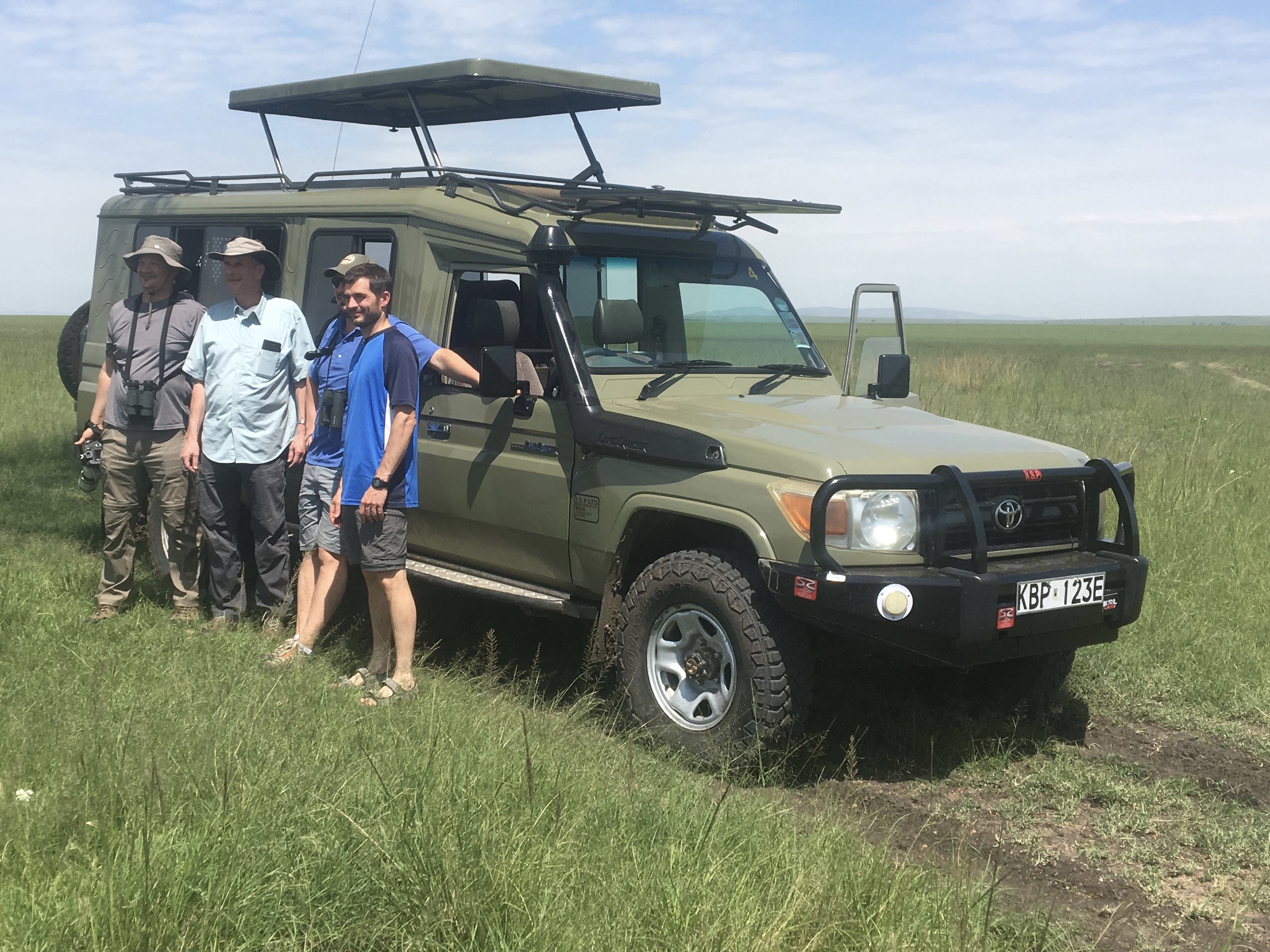 Jim and sons, Dave, Bill,  Tom. In Mara Game reserve in July 2019. We did  9-days birding trip enlisting 410 birds of which most were photographed.